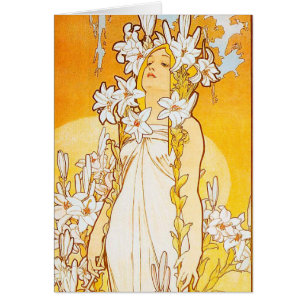 Vintagelilja av Alphonse Mucha OBS Kort