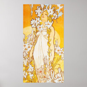 Vintagelilja av Alphonse Mucha Poster