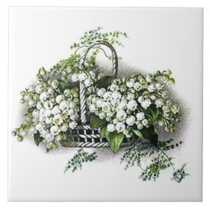 Vintageliljekonvaljen belägger med tegel kakelplatta