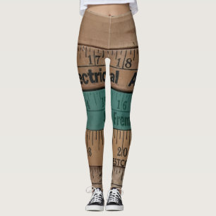 Vintagelinjaler och Yardsticksdamasker Leggings