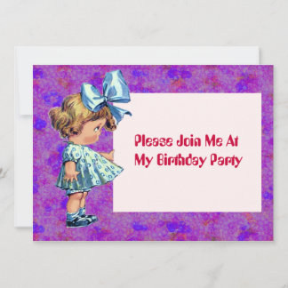 Vintageliten flickaillustration - inbjudningar