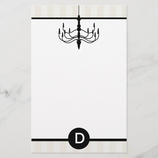 Vintageljuskrona & Monogram (champagne) Brevpapper (Framsida)