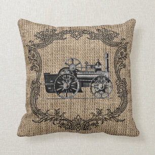 VintagelokomotivBurlap Kudde