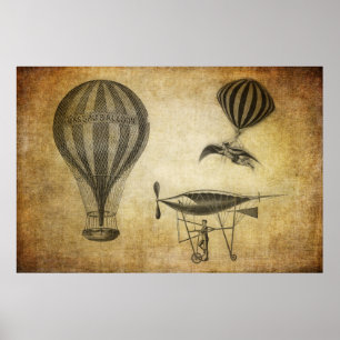 Vintageluftballonger och Dirigibles Poster