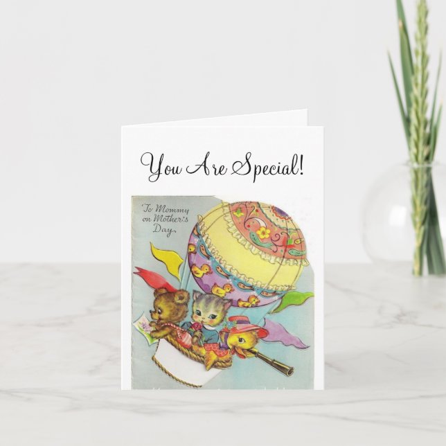 Vintageluftballongmors dag kort (Framsida)