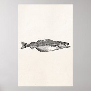 Vintagelyrtorskfisk - vatten- fiskmall poster