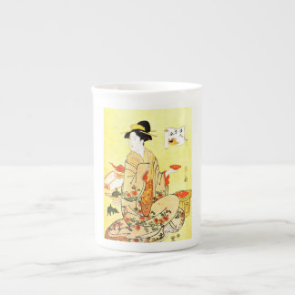Vintagemålning av japansk kvinnaportionTea Benporslin Mugg