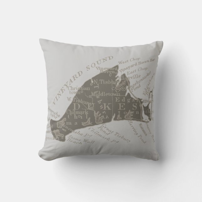 VintageMarthas vingård, grått Kudde (Framsida)