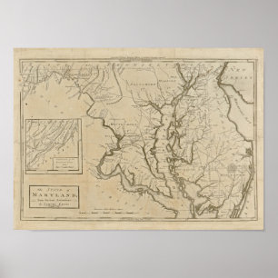 VintageMaryland karta 1795 Poster