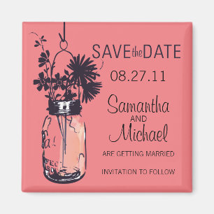 VintageMasonburk & vild FlowersSave datera Magnet