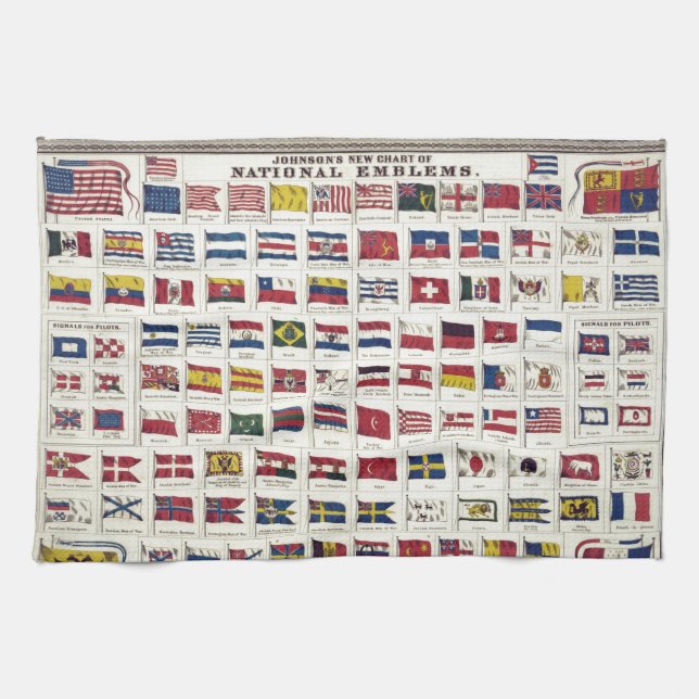 Vintagemedborgareflaggor kartlägger - skapat 1863 kökshandduk (Horisontell)