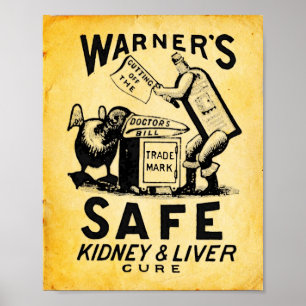 Vintagemedicintryck - Warner säker leverbot Poster