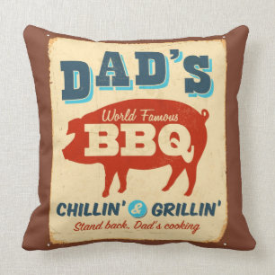 Vintagemetall undertecknar - pappa BBQ Kudde
