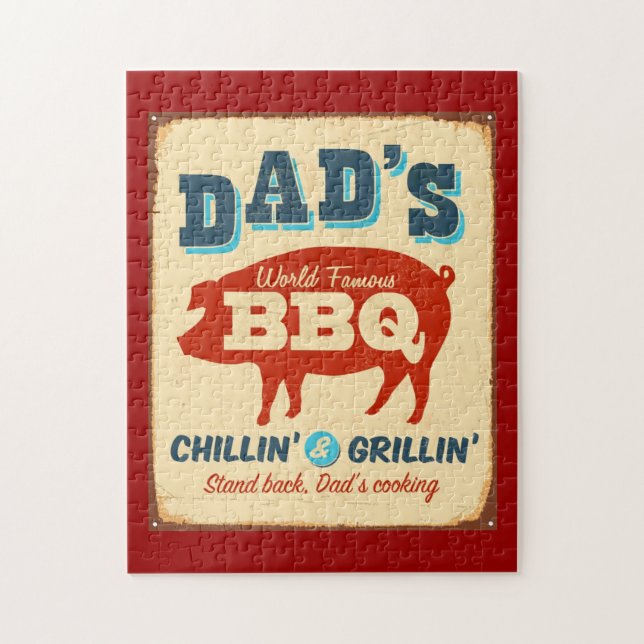 Vintagemetall undertecknar - pappa BBQ Pussel (Vertikal)