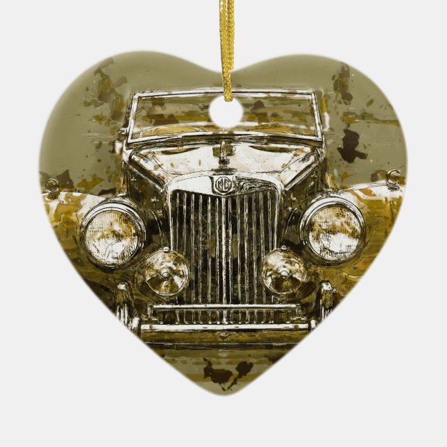 VintageMG-sportbil Julgransprydnad Keramik (Framsidan)