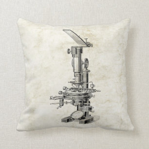 Vintagemikroskopillustration Retro Steampunk Kudde