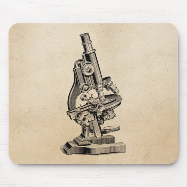 Vintagemikroskopillustration Retro Steampunk Musmatta (Framsidan)