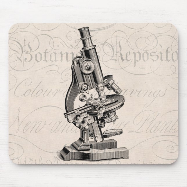 Vintagemikroskopillustration Retro Steampunk Musmatta (Framsidan)