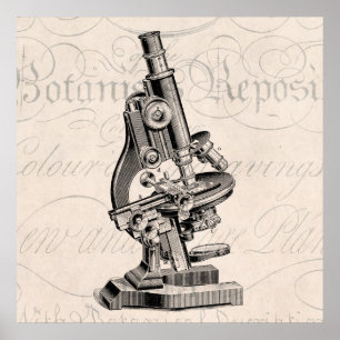 Vintagemikroskopillustration Retro Steampunk Poster