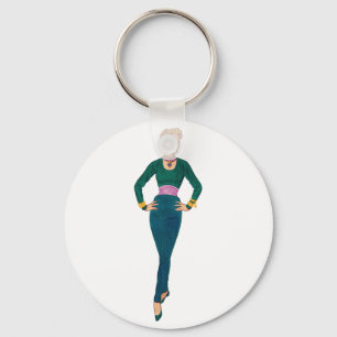 Vintagemode avbildar Keychain Nyckelring