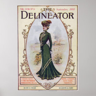 Vintagemodetidskriften täcker från affisch 1901