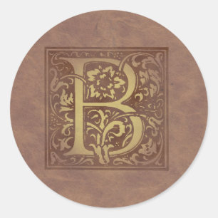 VintageMonogram B Runt Klistermärke