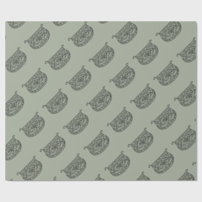 VintageMonogram brev D Presentpapper (Platt)