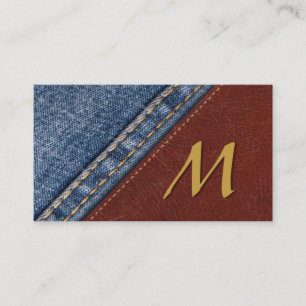 VintageMonogramDenim och läder Visitkort