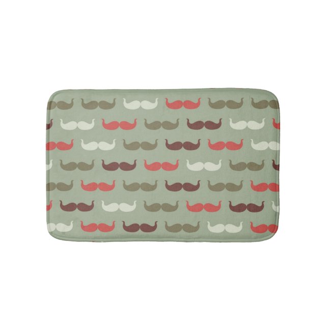Vintagemönster med mustasch badrumsmatta (Framsidan)