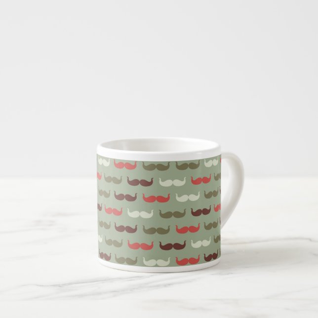Vintagemönster med mustasch espressomugg (Framsida höger)