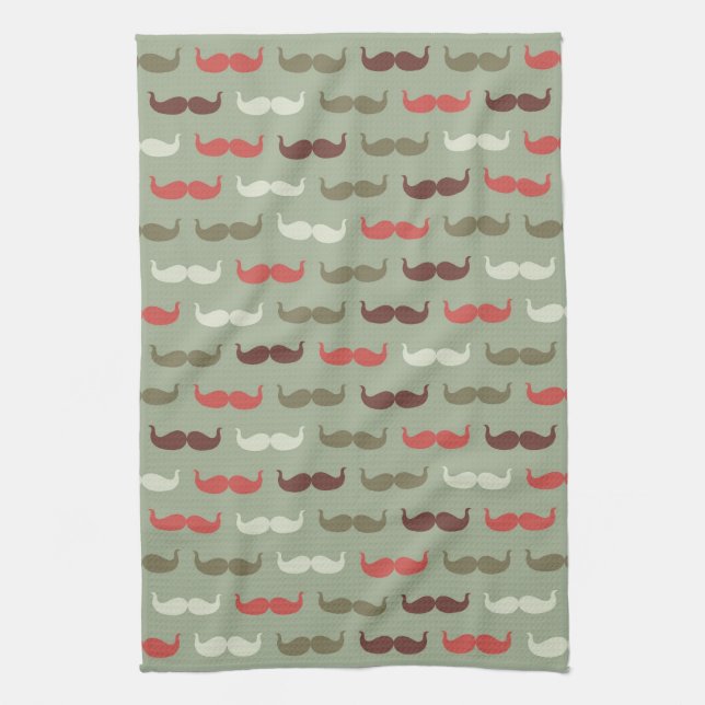 Vintagemönster med mustasch kökshandduk (Vertikal)