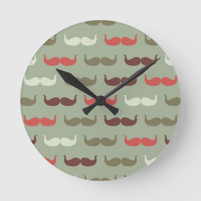 Vintagemönster med mustasch rund klocka (Framsida)