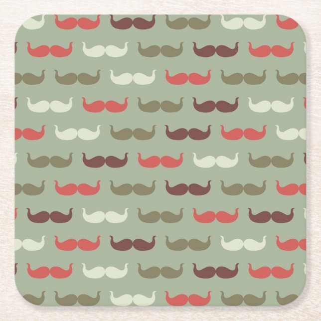 Vintagemönster med mustasch underlägg papper kvadrat (Framsidan)