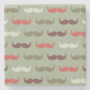 Vintagemönster med mustasch underlägg sten