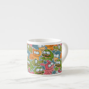 Vintagemönster med tecknaddjur espressomugg