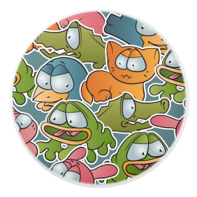 Vintagemönster med tecknaddjur knopp (Framsidan)