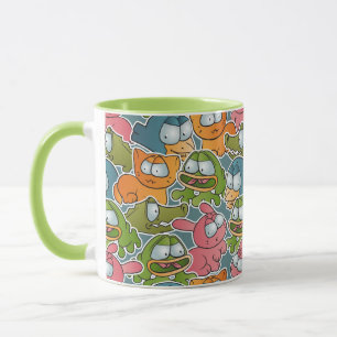 Vintagemönster med tecknaddjur mugg