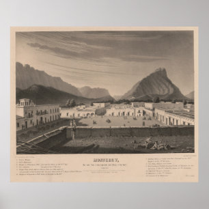 VintageMonterrey Mexico bildmässig illustration Poster