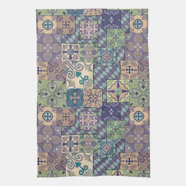 Vintagemosaiktalavera prydnad kökshandduk (Vertikal)