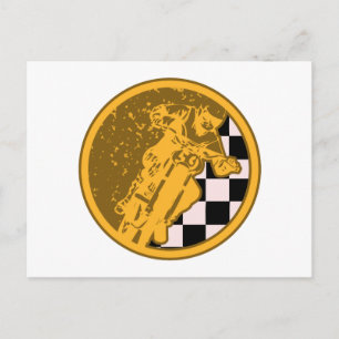 VintageMotorcross tävlings- rutig flagga Vykort