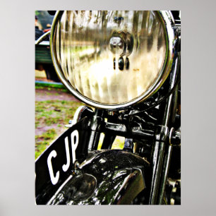 Vintagemotorcykelbillykta och registreringsskylt poster
