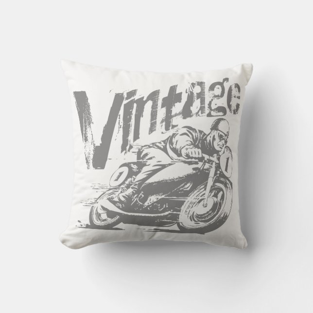 VintagemotorcykelRacer Kudde (Framsida)