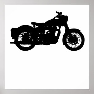 VintagemotorcykelSilhouette Poster