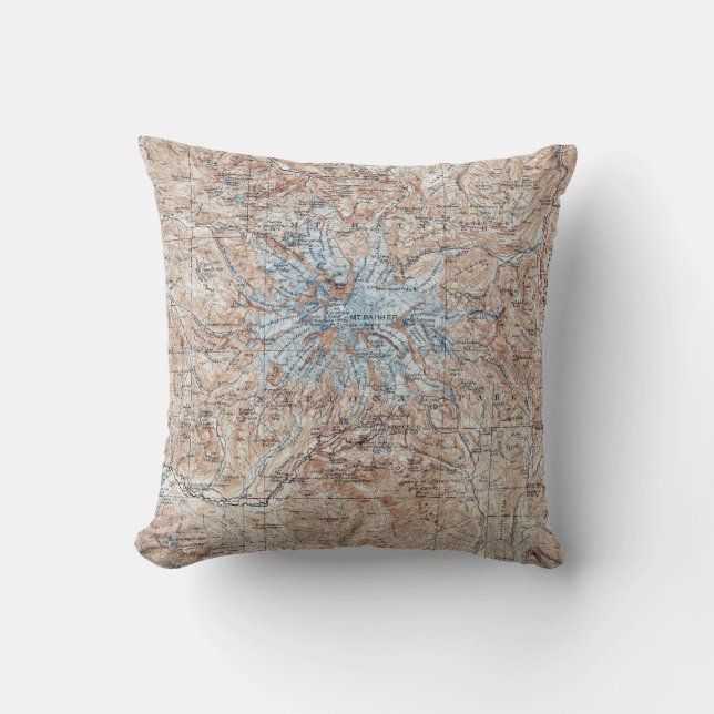 VintageMount Rainier topografisk karta Washington Kudde (Framsida)