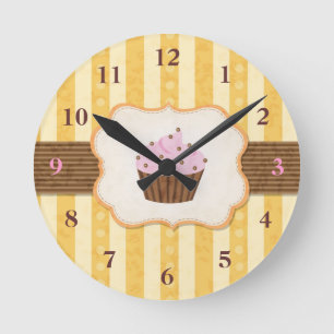 Vintagemuffinbakgrund Rund Klocka