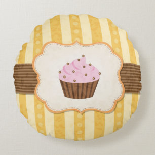 Vintagemuffinbakgrund Rund Kudde