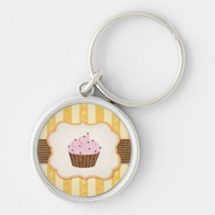 Vintagemuffinbakgrund Rund Silverfärgad Nyckelring