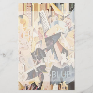 Vintagemusik, art décoJazz, extas i blått Brevpapper