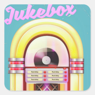 VintagemusikJukebox Fyrkantigt Klistermärke