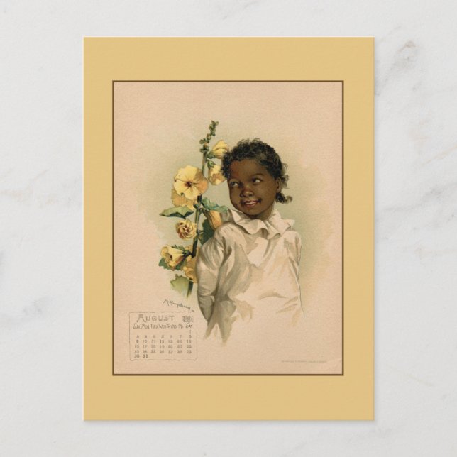 Vintagen 1891: vackra barn teckning vykort (Framsida)